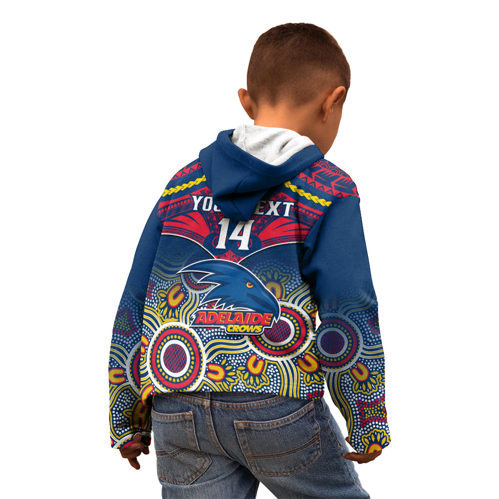 Personalised Adelaide Crows Football Kid Hoodie Aboriginal Mix Polynesian Pattern LT14