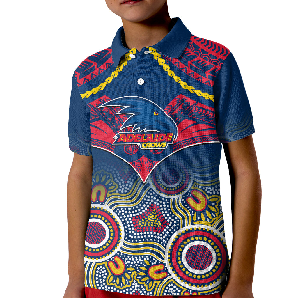Personalised Adelaide Crows Football Kid Polo Shirt Aboriginal Mix Polynesian Pattern LT14