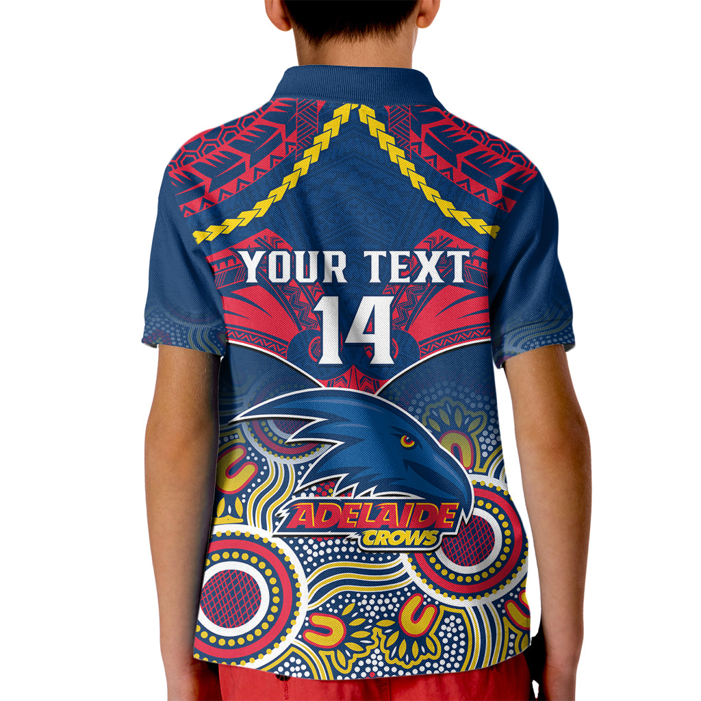 Personalised Adelaide Crows Football Kid Polo Shirt Aboriginal Mix Polynesian Pattern LT14
