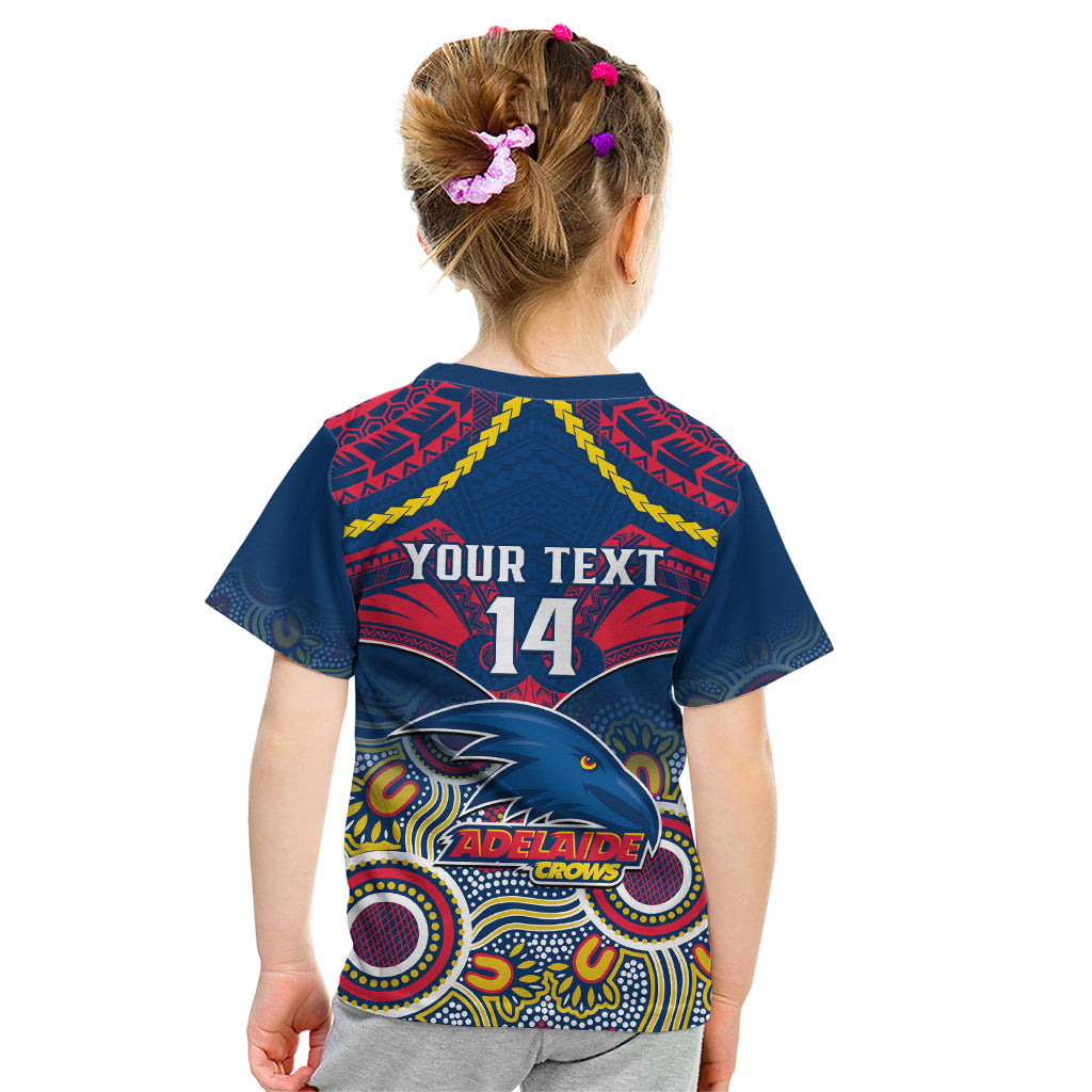 Personalised Adelaide Crows Football Kid T Shirt Aboriginal Mix Polynesian Pattern LT14