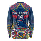Personalised Adelaide Crows Football Long Sleeve Shirt Aboriginal Mix Polynesian Pattern LT14