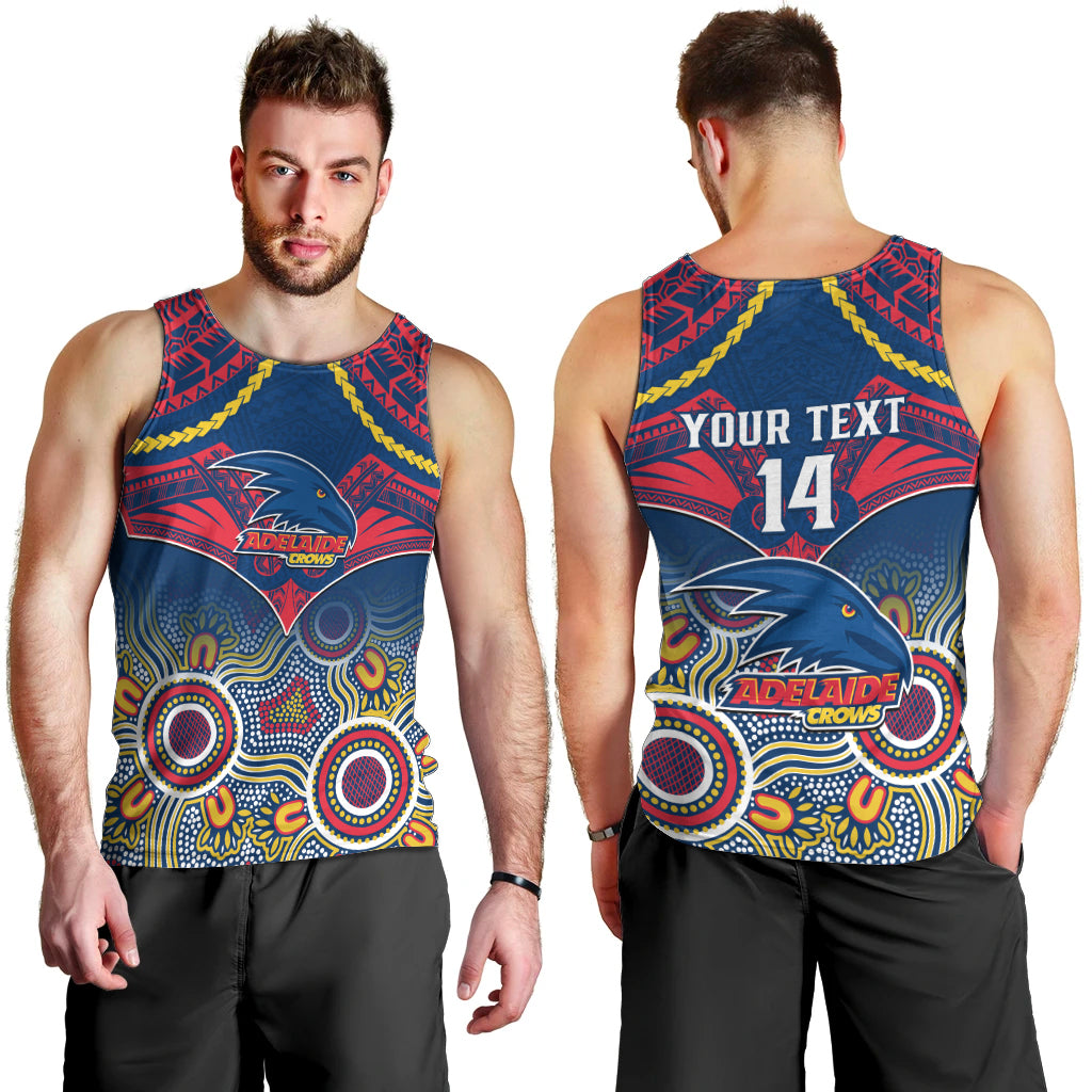 Personalised Adelaide Crows Football Men Tank Top Aboriginal Mix Polynesian Pattern LT14