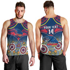 Personalised Adelaide Crows Football Men Tank Top Aboriginal Mix Polynesian Pattern LT14