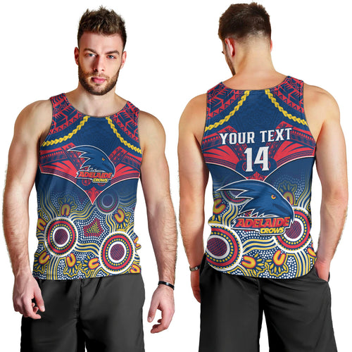 Personalised Adelaide Crows Football Men Tank Top Aboriginal Mix Polynesian Pattern LT14