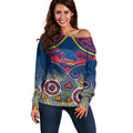 Personalised Adelaide Crows Football Off Shoulder Sweater Aboriginal Mix Polynesian Pattern LT14