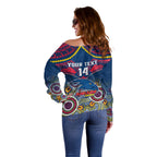 Personalised Adelaide Crows Football Off Shoulder Sweater Aboriginal Mix Polynesian Pattern LT14