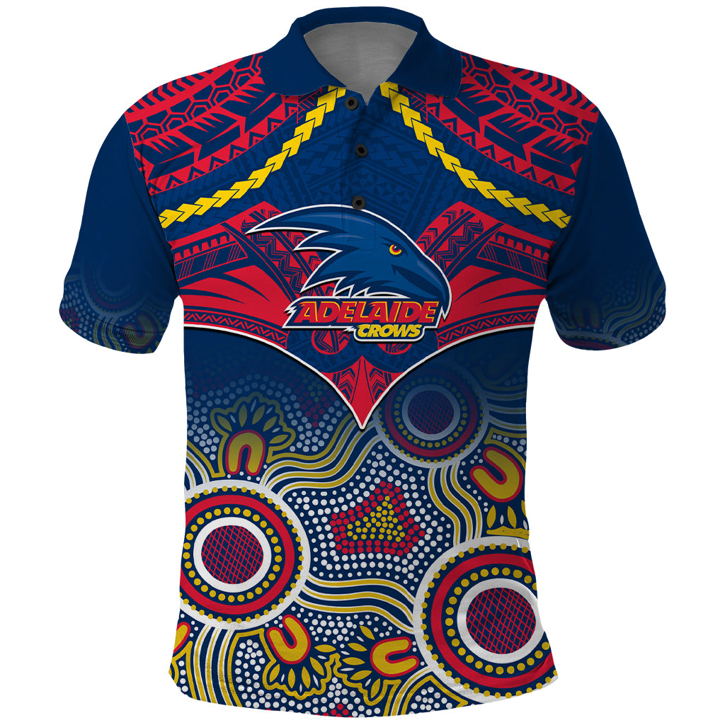 Personalised Adelaide Crows Football Polo Shirt Aboriginal Mix Polynesian Pattern LT14