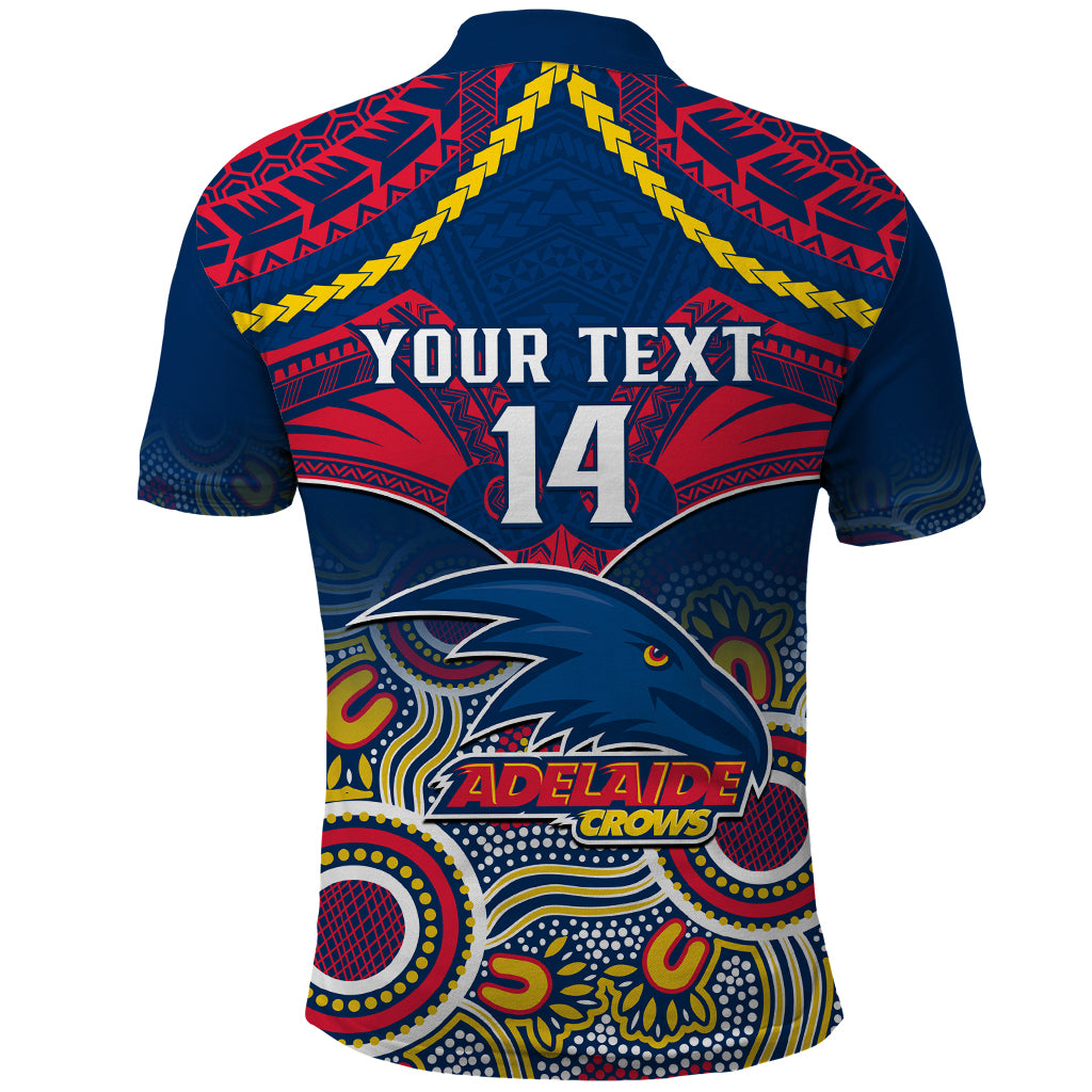 Personalised Adelaide Crows Football Polo Shirt Aboriginal Mix Polynesian Pattern LT14