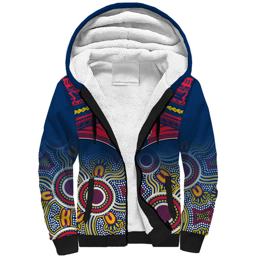 Personalised Adelaide Crows Football Sherpa Hoodie Aboriginal Mix Polynesian Pattern LT14