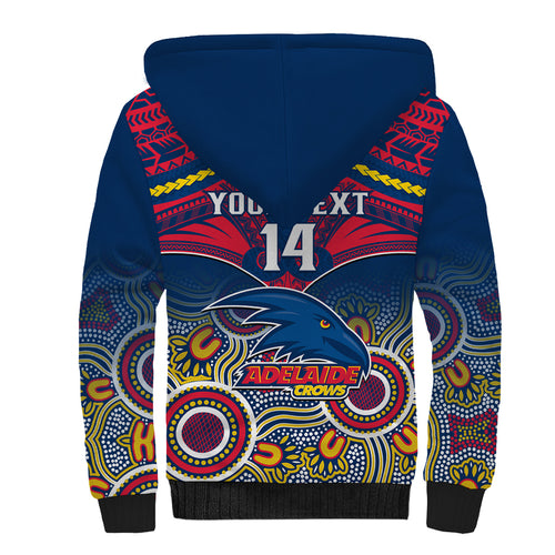 Personalised Adelaide Crows Football Sherpa Hoodie Aboriginal Mix Polynesian Pattern LT14