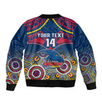 Personalised Adelaide Crows Football Sleeve Zip Bomber Jacket Aboriginal Mix Polynesian Pattern LT14