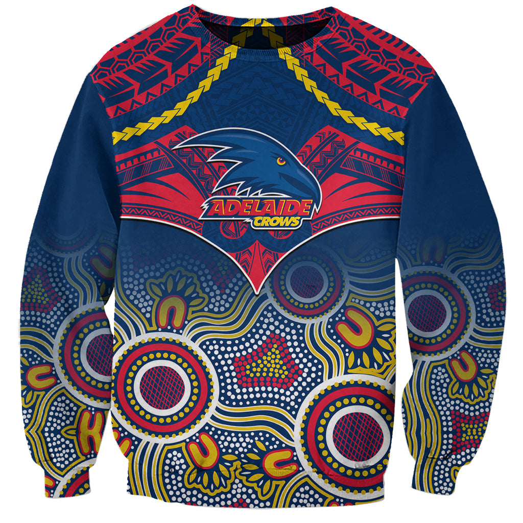Personalised Adelaide Crows Football Sweatshirt Aboriginal Mix Polynesian Pattern LT14