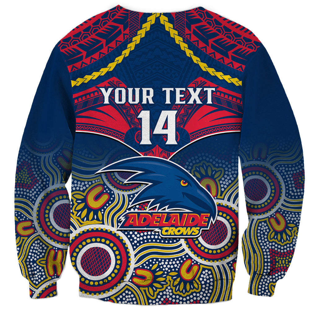 Personalised Adelaide Crows Football Sweatshirt Aboriginal Mix Polynesian Pattern LT14
