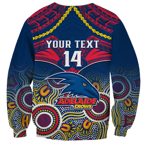 Personalised Adelaide Crows Football Sweatshirt Aboriginal Mix Polynesian Pattern LT14