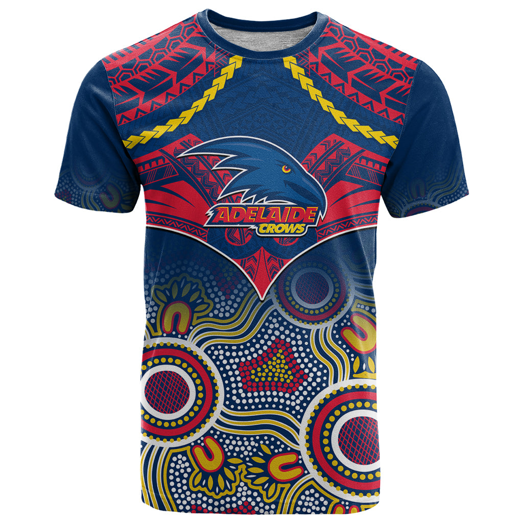Personalised Adelaide Crows Football T Shirt Aboriginal Mix Polynesian Pattern LT14