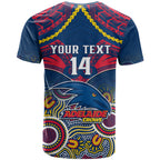 Personalised Adelaide Crows Football T Shirt Aboriginal Mix Polynesian Pattern LT14