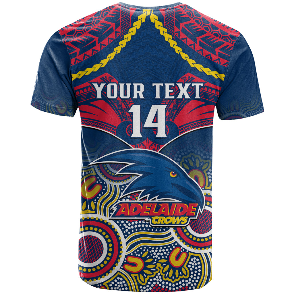 Personalised Adelaide Crows Football T Shirt Aboriginal Mix Polynesian Pattern LT14