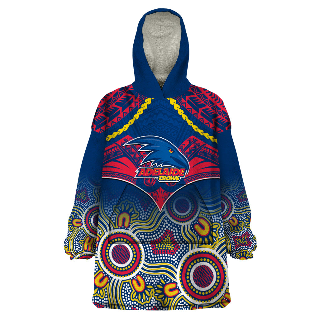 Personalised Adelaide Crows Football Wearable Blanket Hoodie Aboriginal Mix Polynesian Pattern LT14