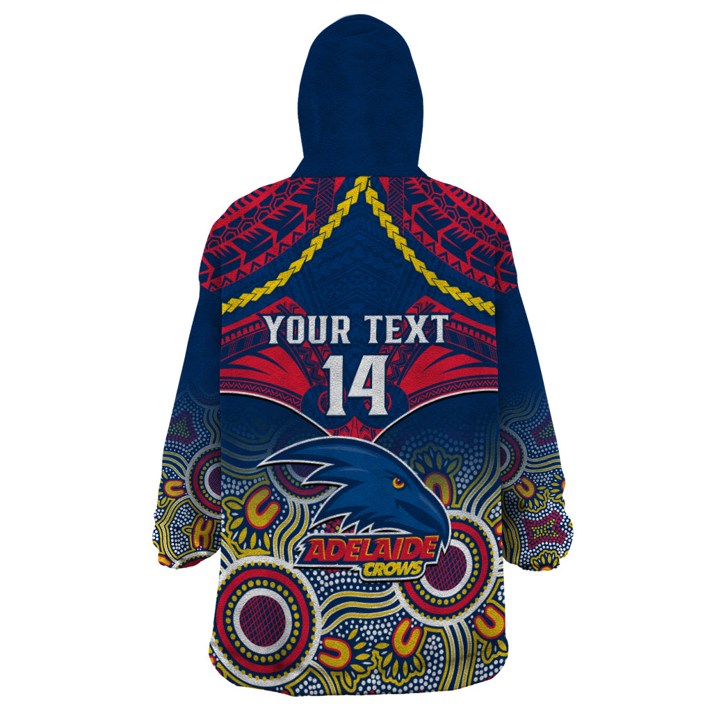 Personalised Adelaide Crows Football Wearable Blanket Hoodie Aboriginal Mix Polynesian Pattern LT14