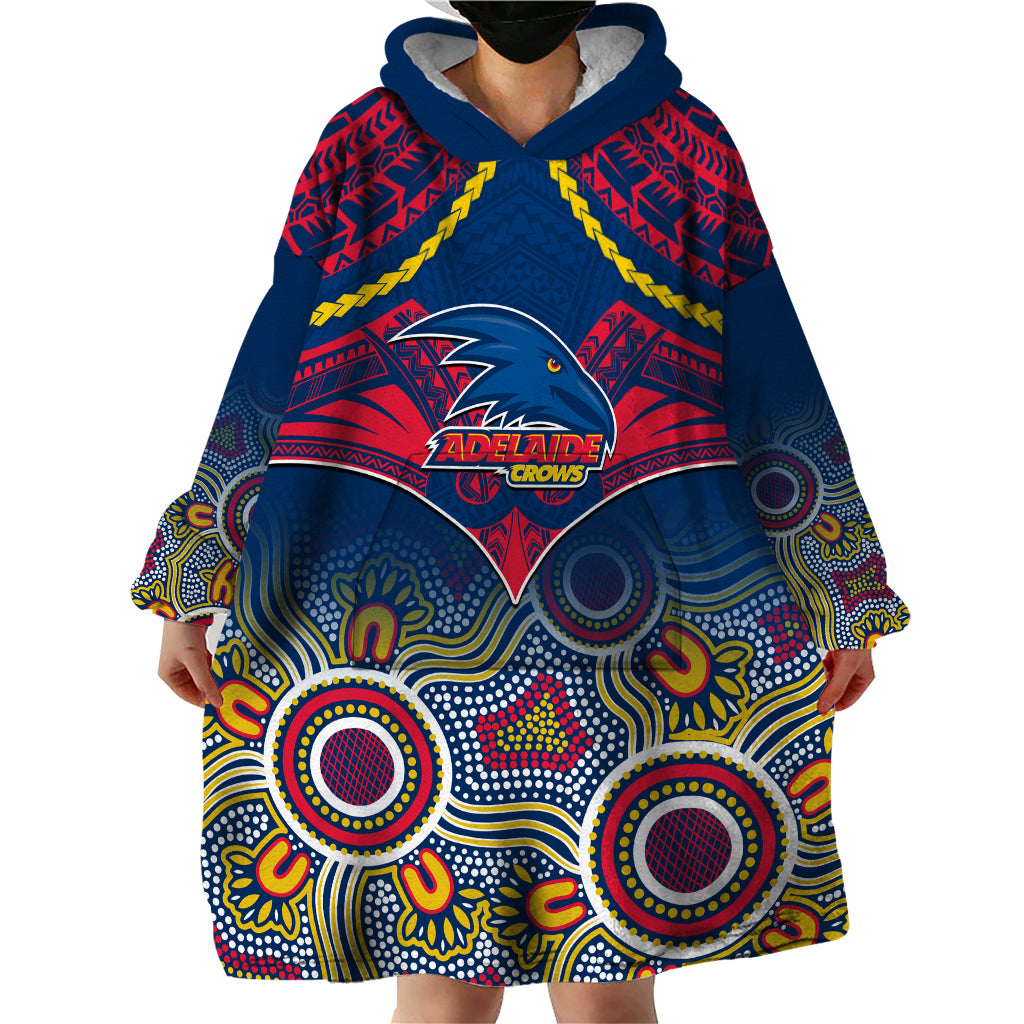 Personalised Adelaide Crows Football Wearable Blanket Hoodie Aboriginal Mix Polynesian Pattern LT14