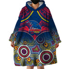 Personalised Adelaide Crows Football Wearable Blanket Hoodie Aboriginal Mix Polynesian Pattern LT14