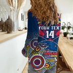 Personalised Adelaide Crows Football Women Casual Shirt Aboriginal Mix Polynesian Pattern LT14