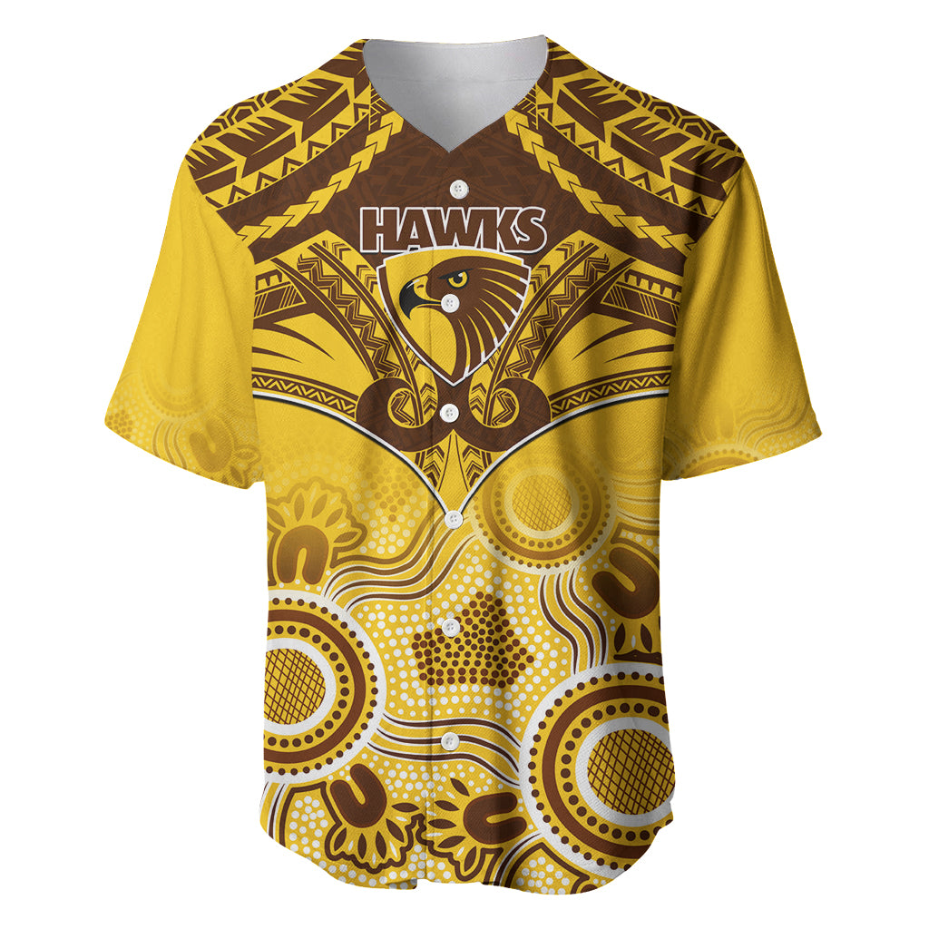 Hawthorn Football Baseball Jersey Hawks Aboriginal Mix Polynesian Pattern LT14