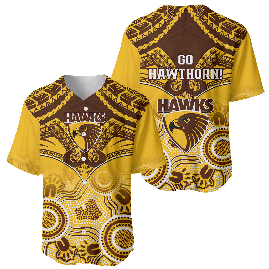 Hawthorn Football Baseball Jersey Hawks Aboriginal Mix Polynesian Pattern LT14