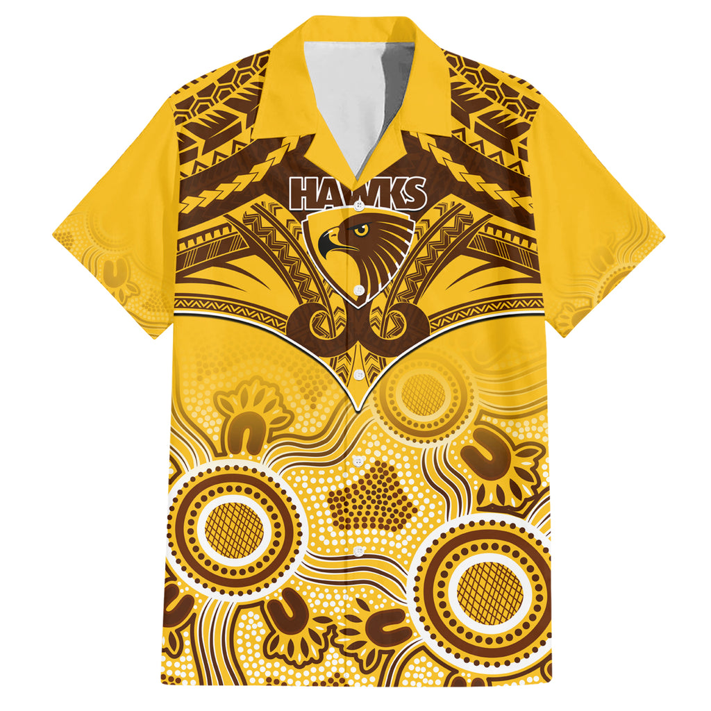 Hawthorn Football Hawaiian Shirt Hawks Aboriginal Mix Polynesian Pattern LT14