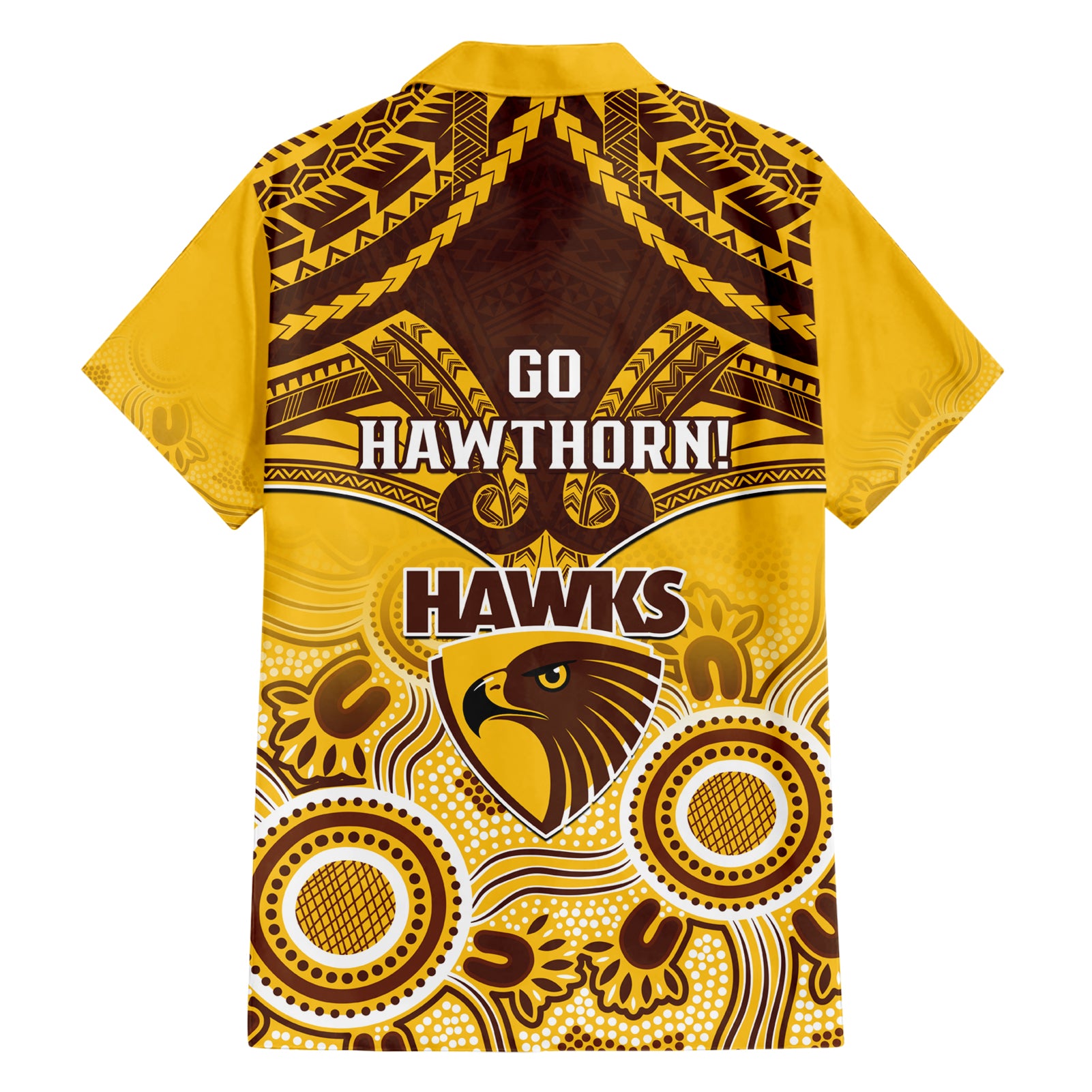 Hawthorn Football Hawaiian Shirt Hawks Aboriginal Mix Polynesian Pattern LT14