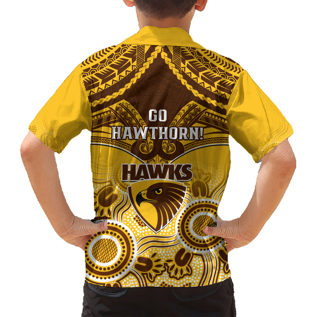 Hawthorn Football Hawaiian Shirt Hawks Aboriginal Mix Polynesian Pattern LT14