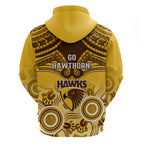 Hawthorn Football Hoodie Hawks Aboriginal Mix Polynesian Pattern LT14