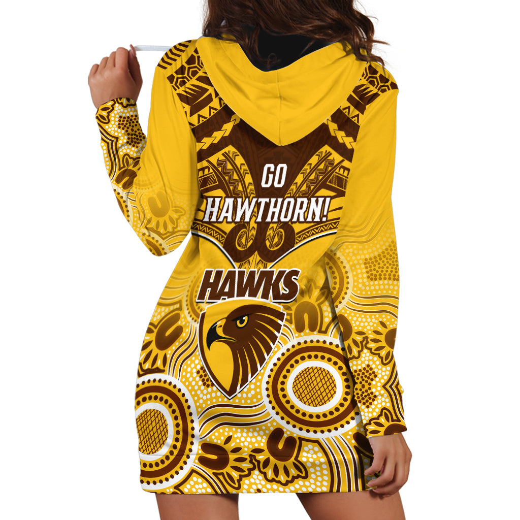 Hawthorn Football Hoodie Dress Hawks Aboriginal Mix Polynesian Pattern LT14