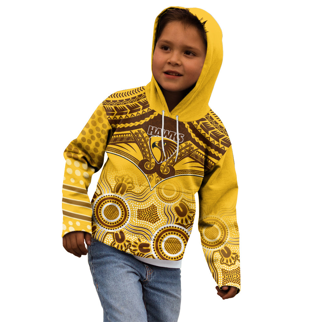 Hawthorn Football Kid Hoodie Hawks Aboriginal Mix Polynesian Pattern LT14