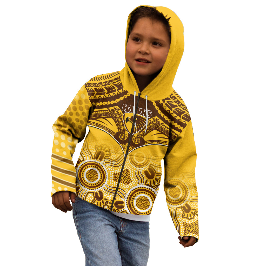 Hawthorn Football Kid Hoodie Hawks Aboriginal Mix Polynesian Pattern LT14