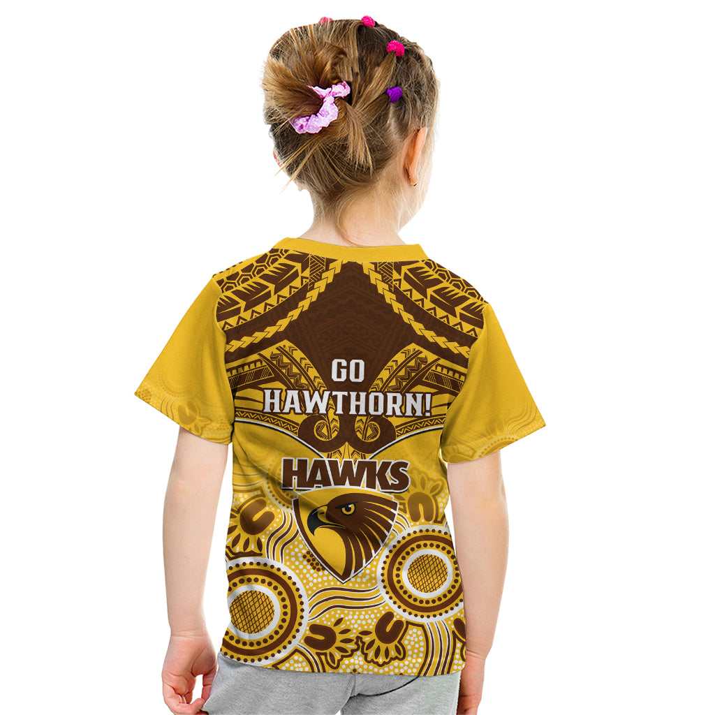 Hawthorn Football Kid T Shirt Hawks Aboriginal Mix Polynesian Pattern LT14