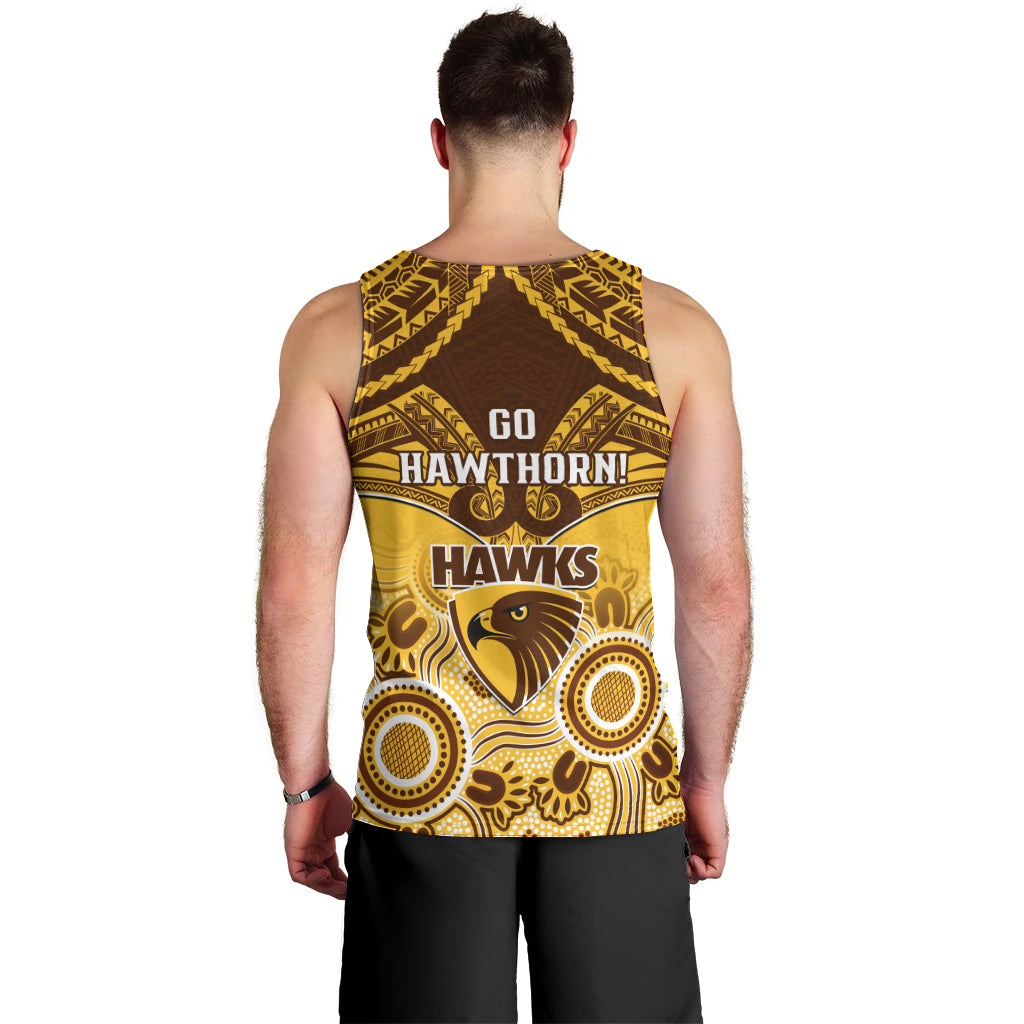 Hawthorn Football Men Tank Top Hawks Aboriginal Mix Polynesian Pattern LT14