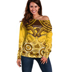 Hawthorn Football Off Shoulder Sweater Hawks Aboriginal Mix Polynesian Pattern LT14