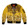 Hawthorn Football Sleeve Zip Bomber Jacket Hawks Aboriginal Mix Polynesian Pattern LT14