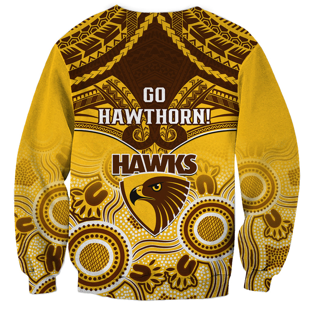 Hawthorn Football Sweatshirt Hawks Aboriginal Mix Polynesian Pattern LT14
