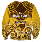 Hawthorn Football Sweatshirt Hawks Aboriginal Mix Polynesian Pattern LT14