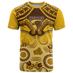 Hawthorn Football T Shirt Hawks Aboriginal Mix Polynesian Pattern LT14