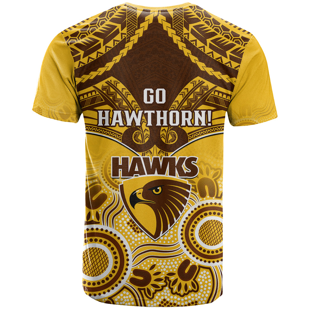 Hawthorn Football T Shirt Hawks Aboriginal Mix Polynesian Pattern LT14