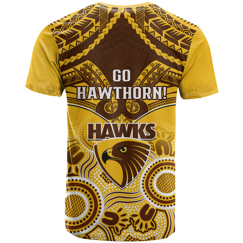 Hawthorn Football T Shirt Hawks Aboriginal Mix Polynesian Pattern LT14