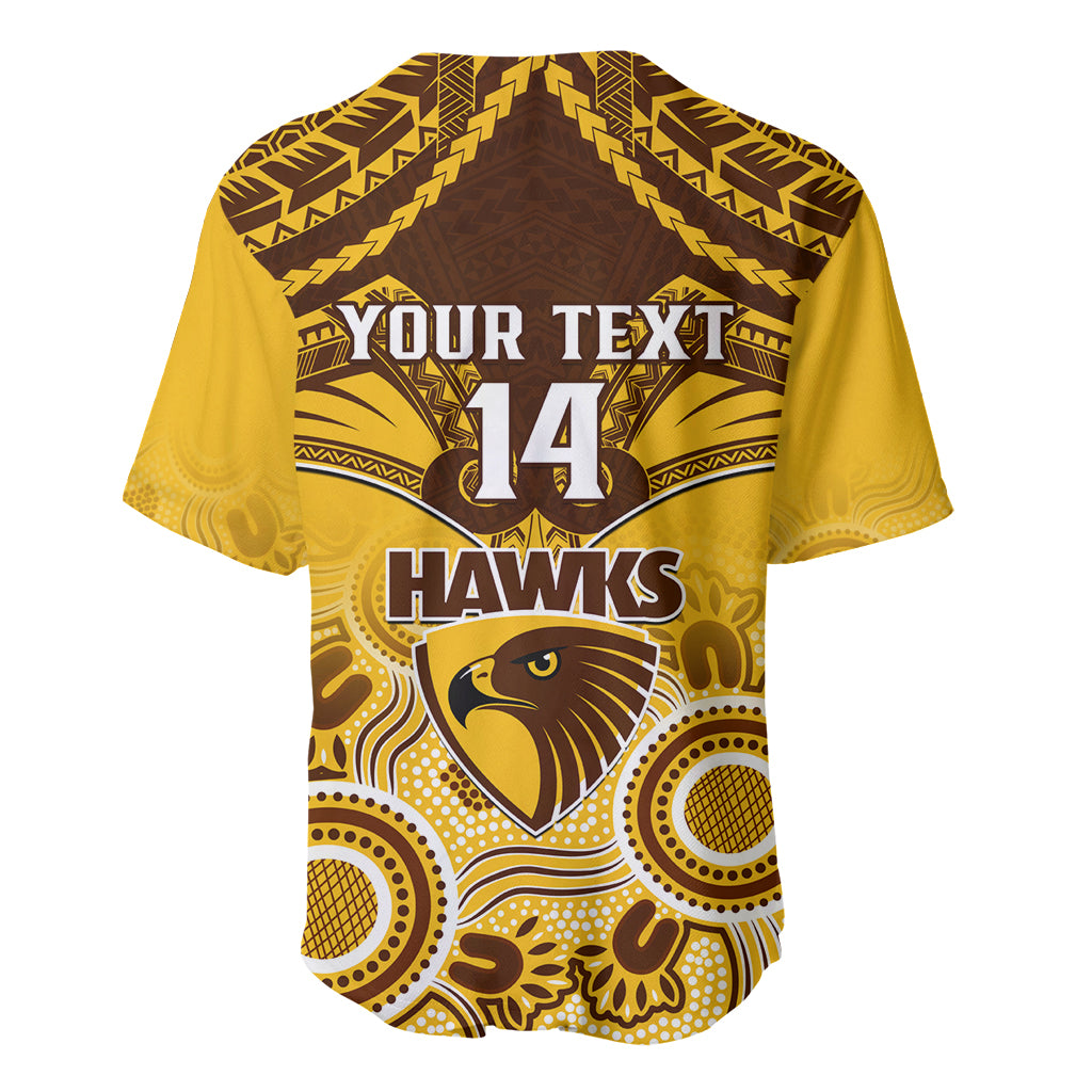 Personalised Hawthorn Football Baseball Jersey Hawks Aboriginal Mix Polynesian Pattern LT14