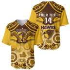 Personalised Hawthorn Football Baseball Jersey Hawks Aboriginal Mix Polynesian Pattern LT14