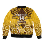 Personalised Hawthorn Football Bomber Jacket Hawks Aboriginal Mix Polynesian Pattern LT14
