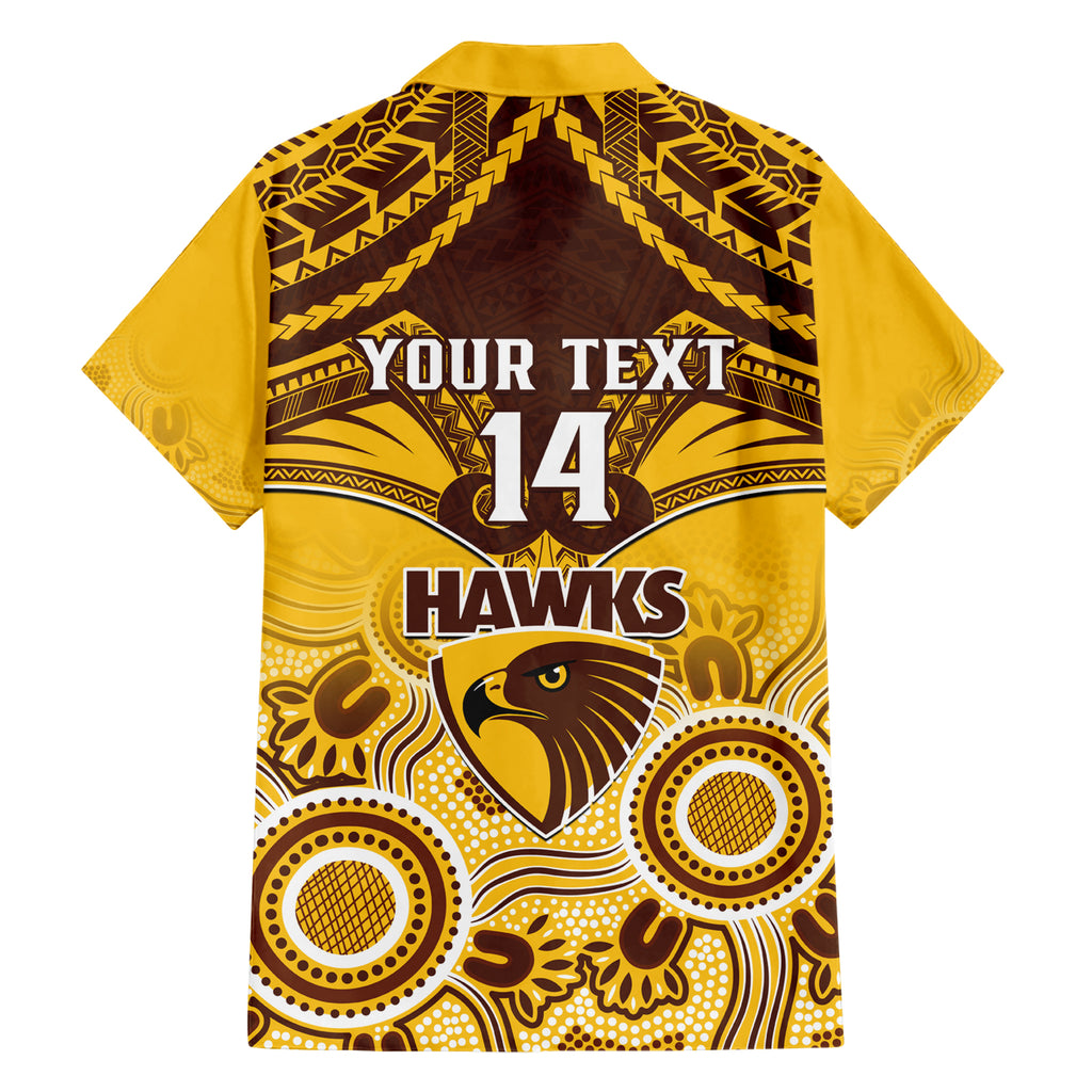 Personalised Hawthorn Football Hawaiian Shirt Hawks Aboriginal Mix Polynesian Pattern LT14