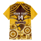 Personalised Hawthorn Football Hawaiian Shirt Hawks Aboriginal Mix Polynesian Pattern LT14