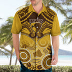 Personalised Hawthorn Football Hawaiian Shirt Hawks Aboriginal Mix Polynesian Pattern LT14